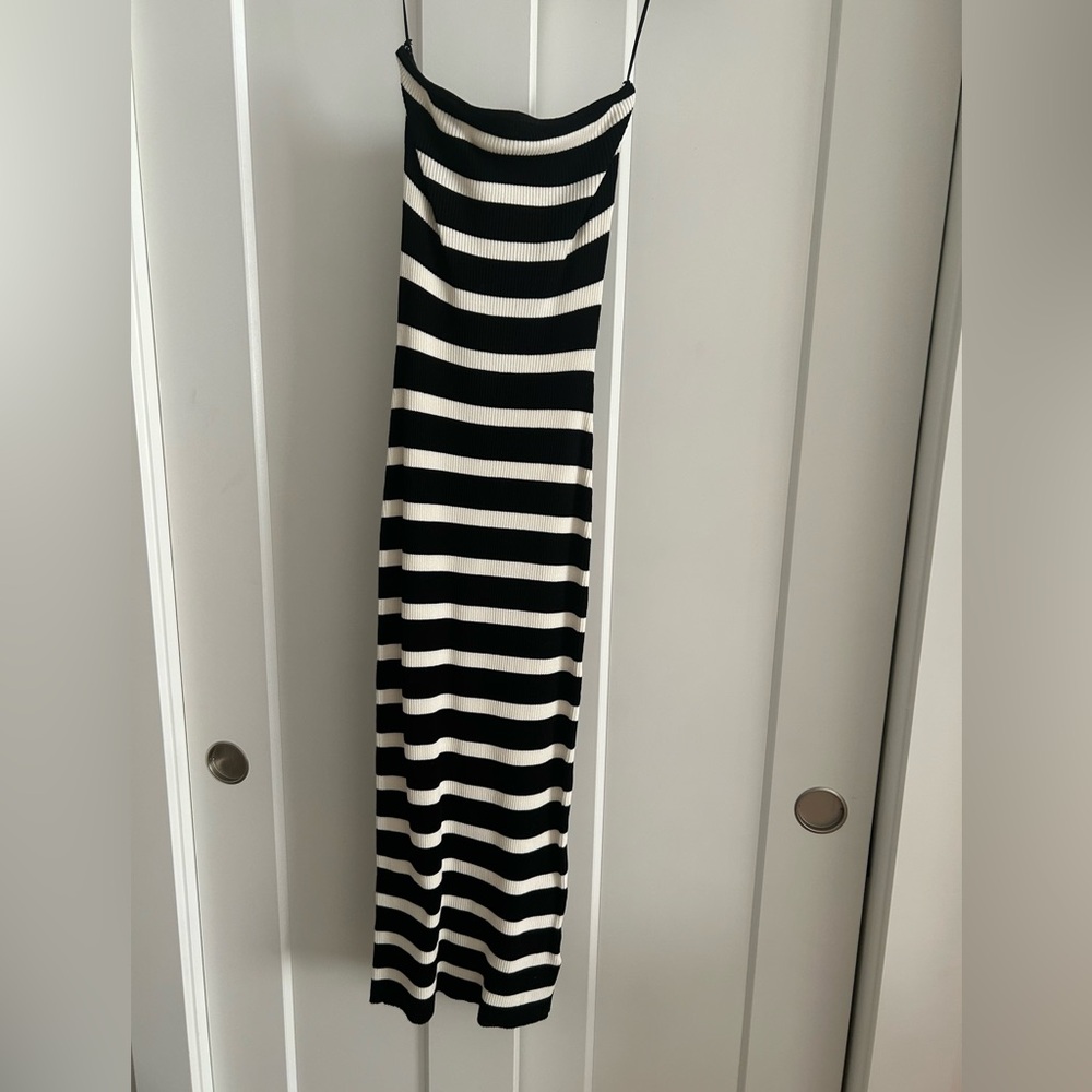 H&M Black and White Striped Maxi Dress